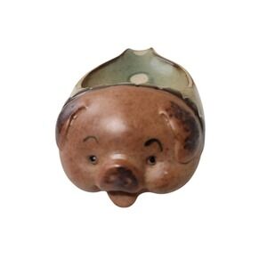 UCTCI Vintage Pig Spoon Rest Stoneware Japan Smiling Polka Dots Whimsy 7.5" Long